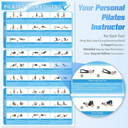 Pilates Equipment, Pilates Kit for Women Home Workouts, at Home Pilates Set with Pilates Ring, Pilates Ball, Long and Loop Resistance Bands, Pilates Socks, Massage Ball, Guide & Bag