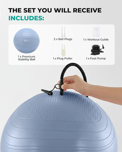 Yoga Ball, Extra Thick Exercise Ball for Workout Pregnancy Stability - 4 Sizes anti Burst Balance Ball for Yoga, Pilates, Fitness, Birthing, Physical Therapy - Includes Pump