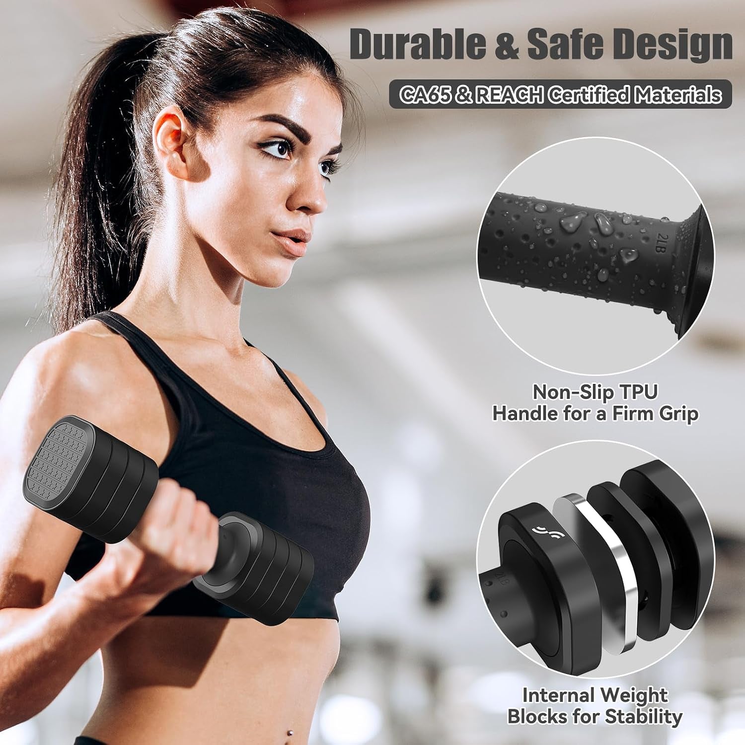 Dumbbells Set Women: Each 2-5Lbs (0.9-2.3Kg), 4-In-1 Weights Dumbbells Set, Weights for Women, Adjustable Dumbbell Pair for Home Gym Fitness Training