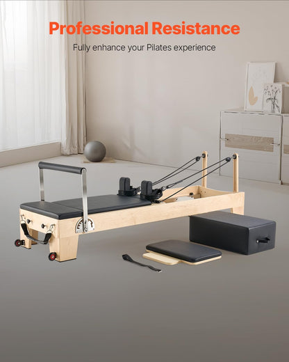 Pilates Reformer, Reformer Pilates Machine with Cadillac Trapeze Table or Tower & Mat, Pilates Equipment for Home Workout and Studio, Includes Jump Board，Sitting Box