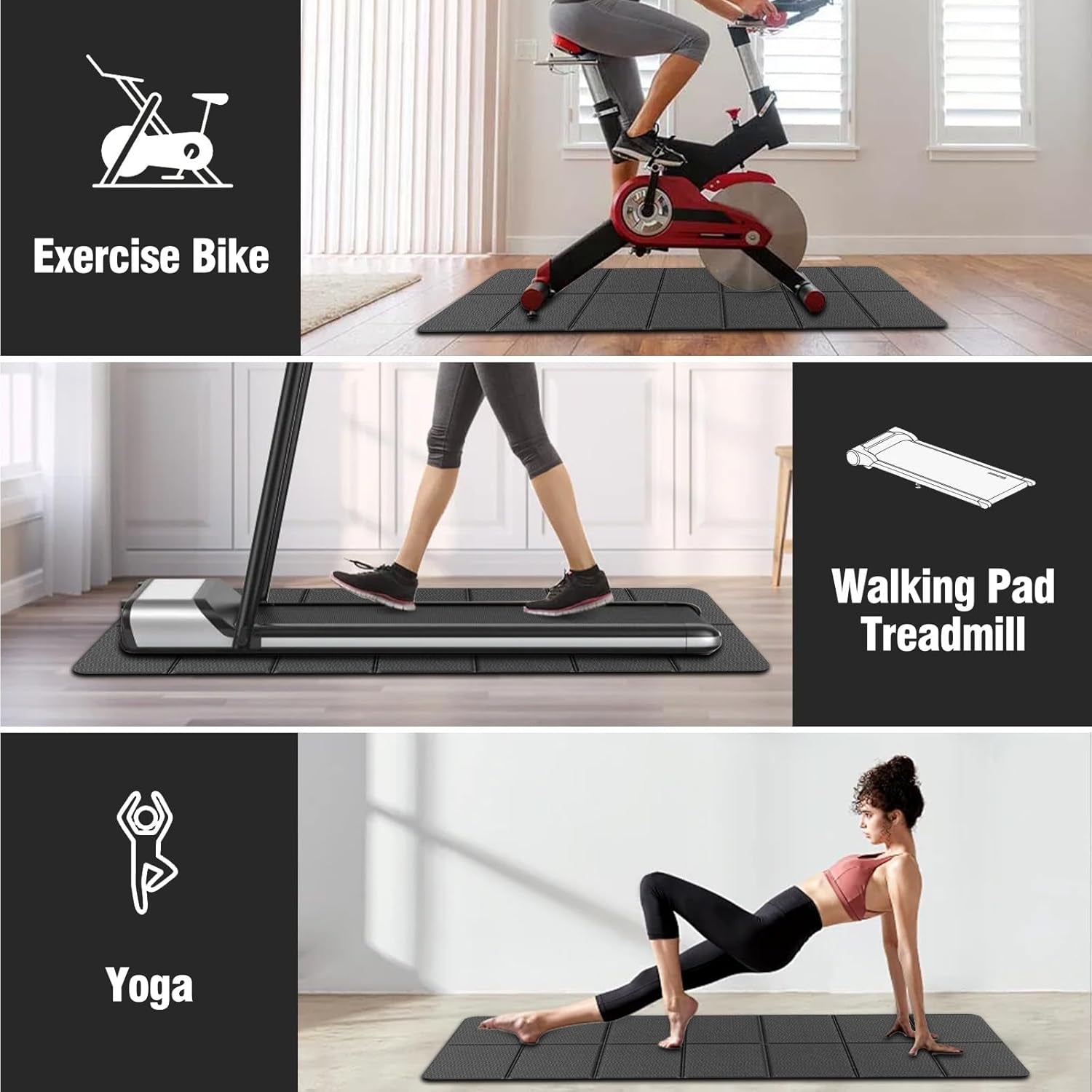 Foldable Walking Pad Treadmill Mat, Floor Protection Pad, Exercise Mat for Home Workout, Protects Floors, Noise & Vibration Reduction, Non-Slip, Anti-Vibration