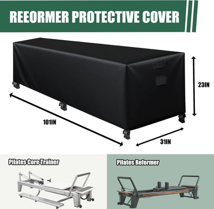 Reformer Protective Cover, 101" Wx31 Dx23 H, 600D Oxford Waterproof for Pilates Reformer, with 6 Straps and Storage Bag, Dustproof UV Resistant