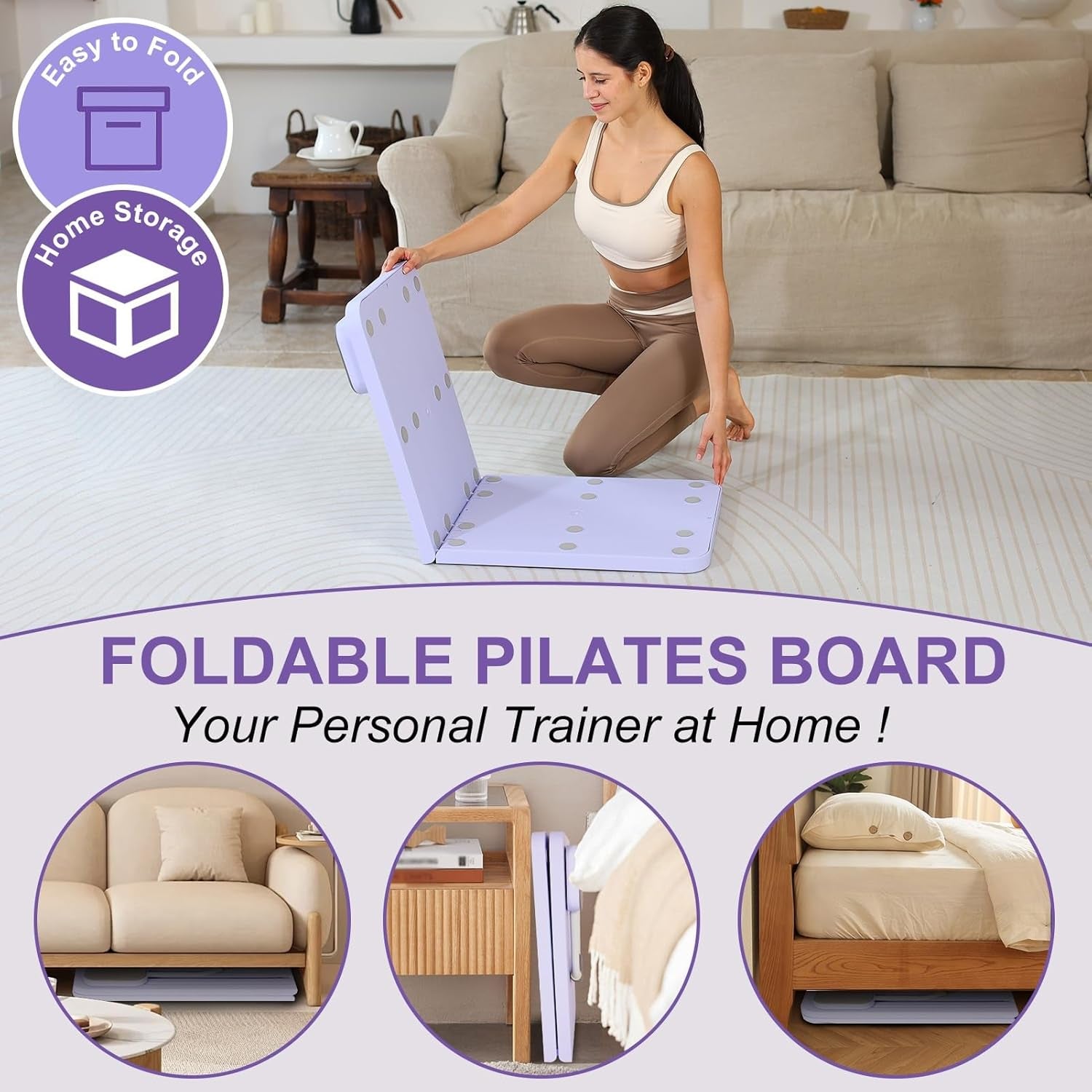 Pilates Board 2025 Upgraded, Pilates Reformer Machine Foldable Home Pilate Set Equipment Multifunctional Abdominal Workout Board Automatic Rebound