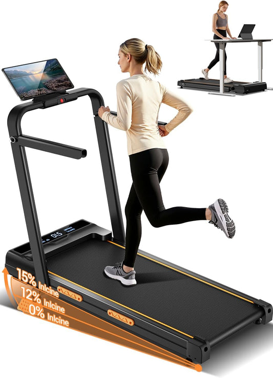 4-In-1 Walking Pad with 15% Incline, 10KM/H Foldable Treadmill for Home, 3.0HP Silent Brushless Motor, 159KG Heavy Duty Capacity, Ultra-Slim Running Machine with Remote Control for Home Office