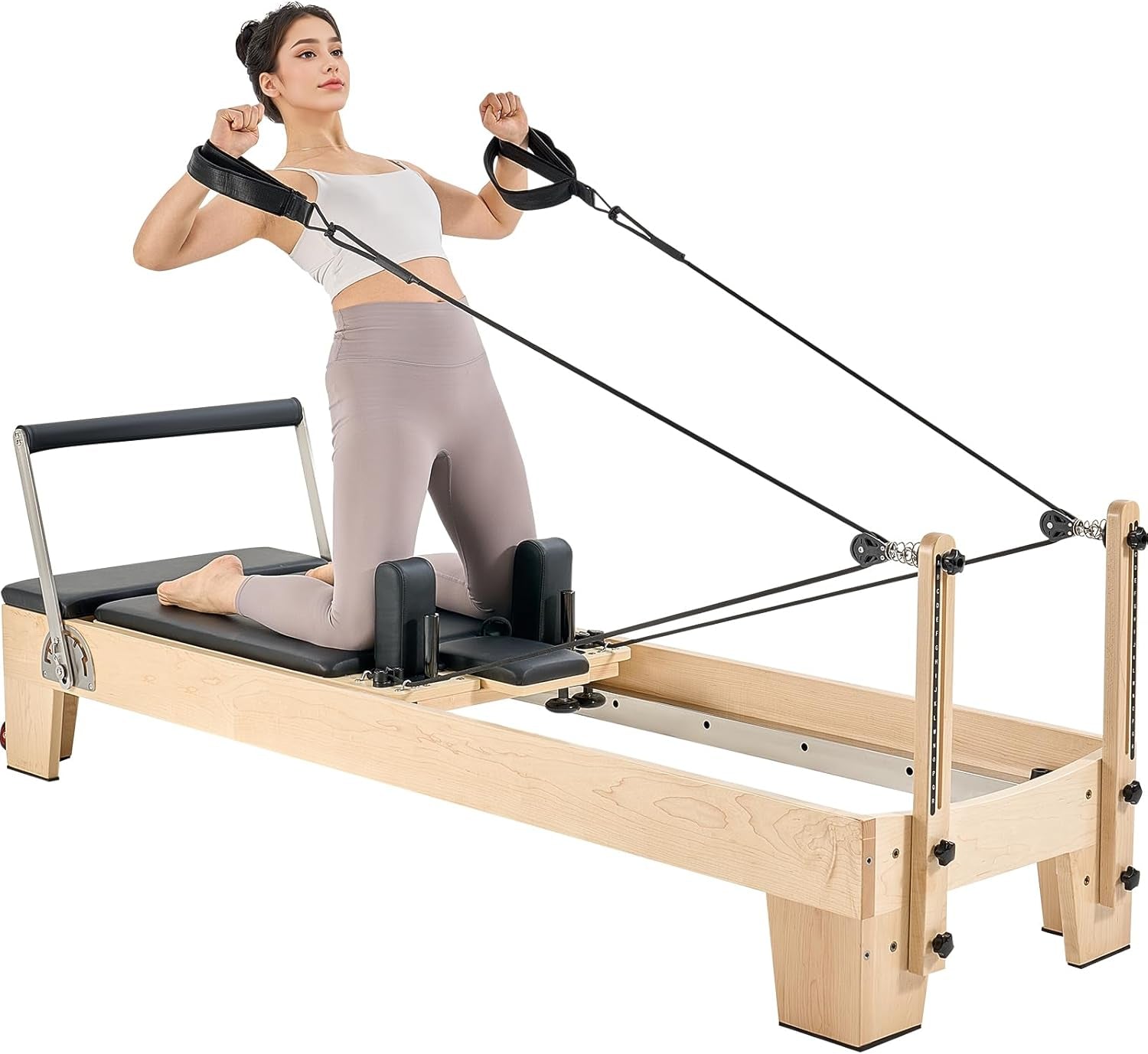 Pilates Reformer, Reformer Pilates Machine with Cadillac Trapeze Table or Tower & Mat, Pilates Equipment for Home Workout and Studio, Includes Jump Board，Sitting Box