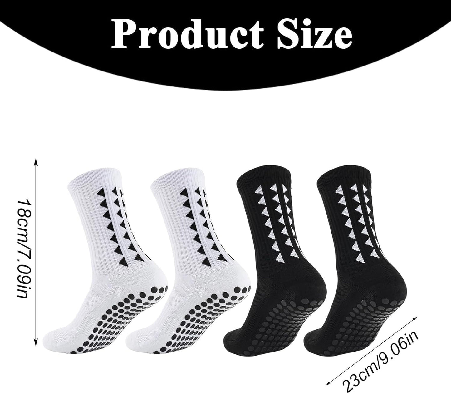 4Pcs Gain the Edge Grip Socks Football Kids for Men Women Kids-Anti-Slip Sports Socks, White Grip Socks Football Cushion Socks for Footballs Basketball Hiking Running Yoga (White and Black)