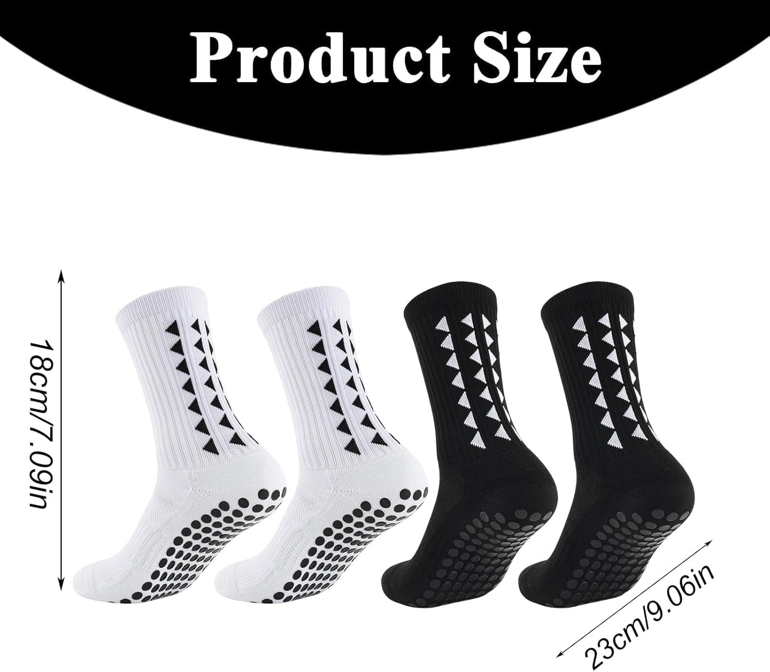 4Pcs Gain the Edge Grip Socks Football Kids for Men Women Kids-Anti-Slip Sports Socks, White Grip Socks Football Cushion Socks for Footballs Basketball Hiking Running Yoga (White and Black)