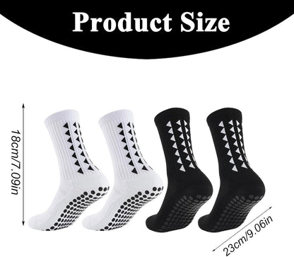 4Pcs Gain the Edge Grip Socks Football Kids for Men Women Kids-Anti-Slip Sports Socks, White Grip Socks Football Cushion Socks for Footballs Basketball Hiking Running Yoga (White and Black)