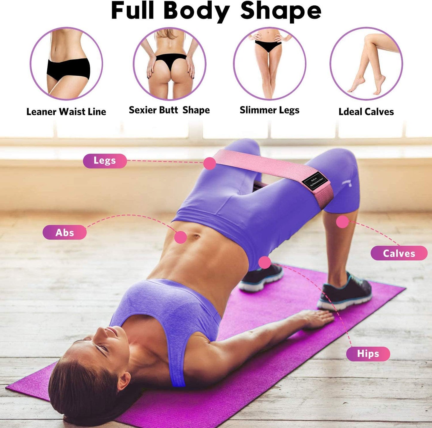 Resistance Bands for Working Out: 3-Set Professional Exercise Bands for Pilates, Yoga, Home Gym, Booty, Leg Training | Heavy/Medium/Light Fabric Loops for Women Men