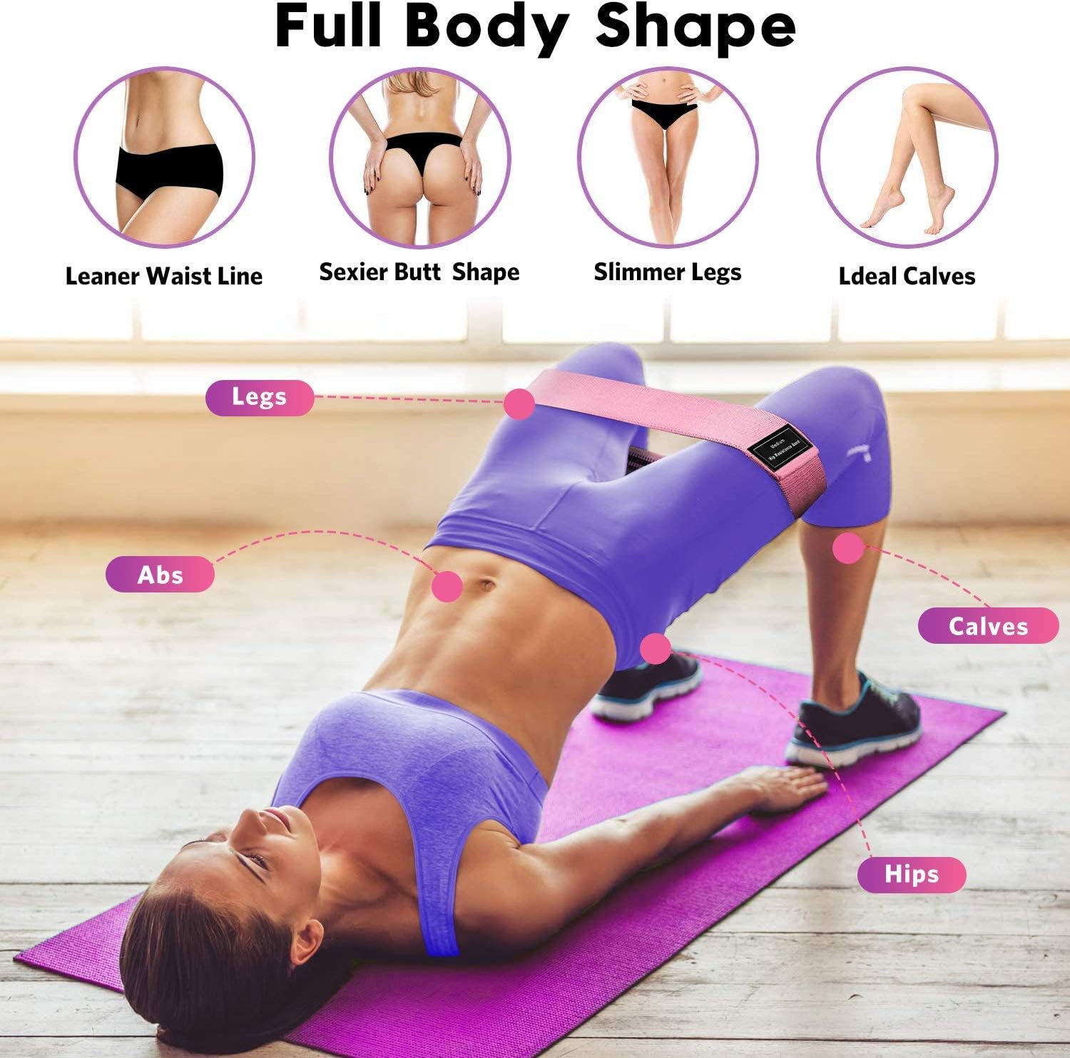 Resistance Bands for Working Out: 3-Set Professional Exercise Bands for Pilates, Yoga, Home Gym, Booty, Leg Training | Heavy/Medium/Light Fabric Loops for Women Men