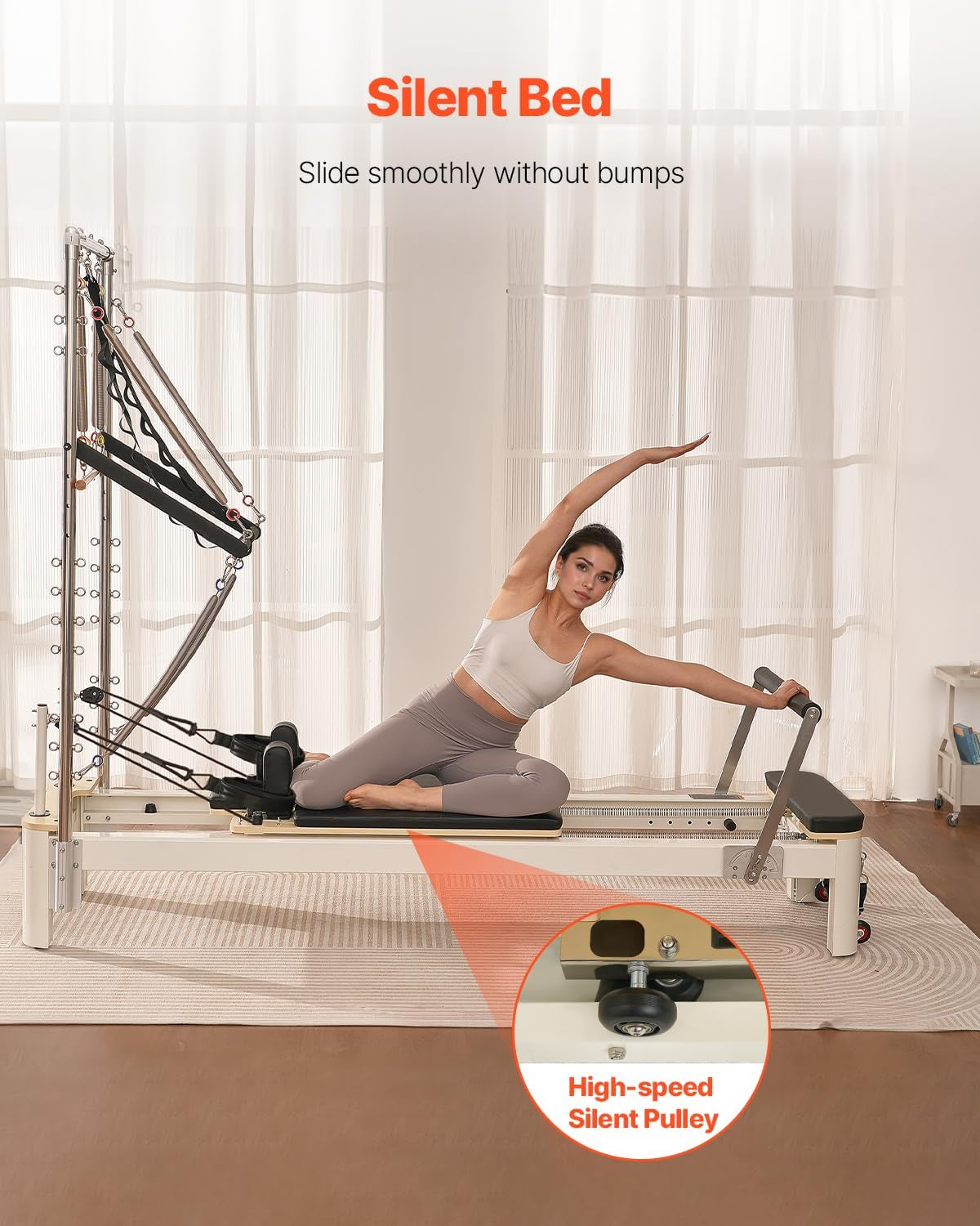 Pilates Reformer, Reformer Pilates Machine with Cadillac Trapeze Table or Tower & Mat, Pilates Equipment for Home Workout and Studio, Includes Jump Board，Sitting Box