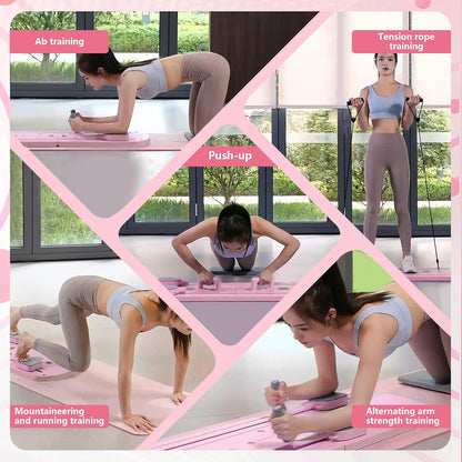Pilates Reformer Machine Set & Pilates Board Equipment, 4-In-1 Portable Pilates Kit for Home with Ab Roller Resistance Bands, Better Me Full Body Workout System for Women