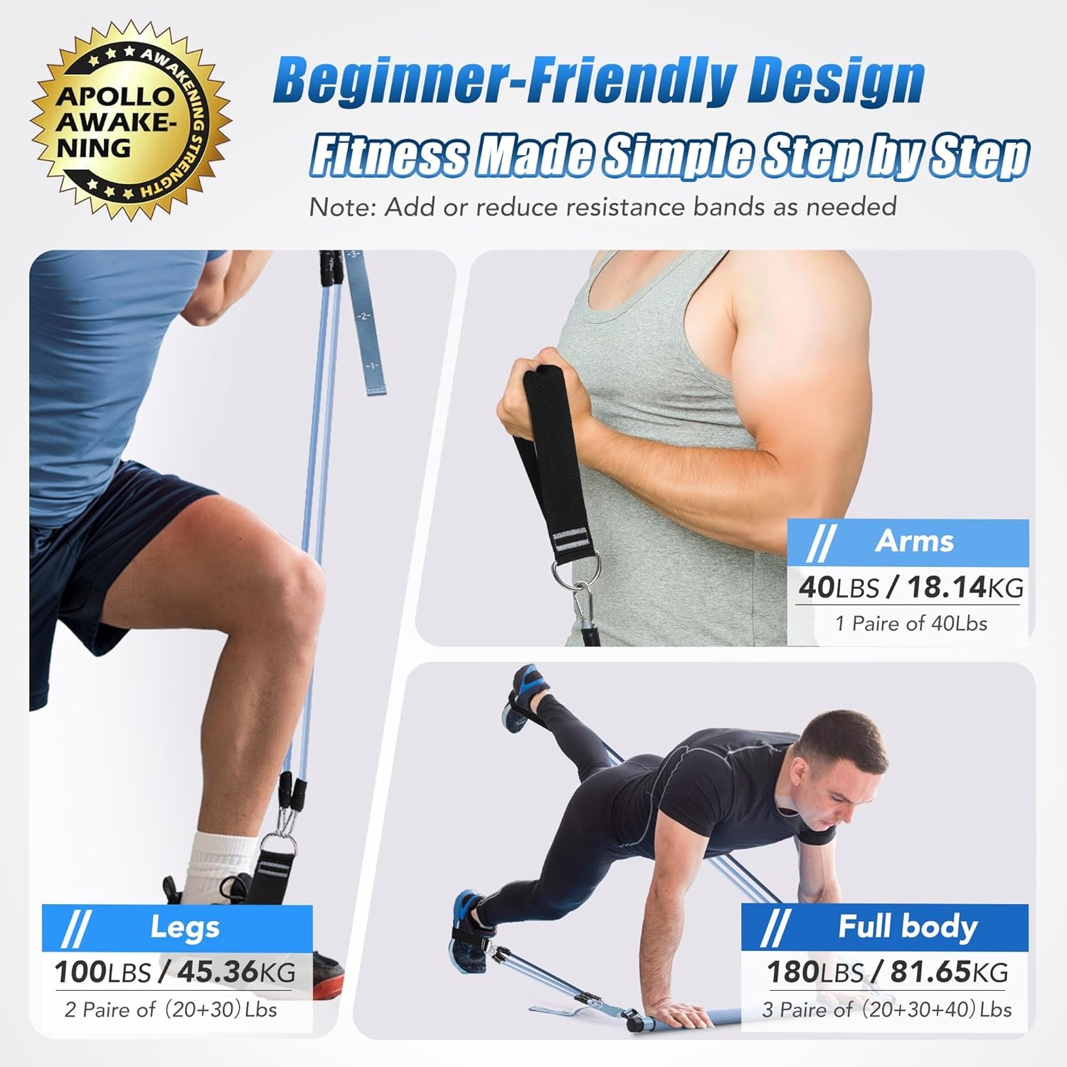 Pilates Equipment Pilates Reformer Bar Set with 6 Elastic Resistance Bands 180LBS/240LBS/360LBS & Door Anchor for Full-Body Fitness Toning & Muscle Building | Home Workout/Gym/Travel