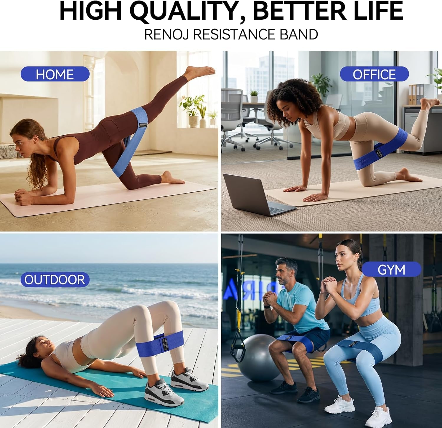 Resistance Bands for Working Out: 3-Set Professional Exercise Bands for Pilates, Yoga, Home Gym, Booty, Leg Training | Heavy/Medium/Light Fabric Loops for Women Men