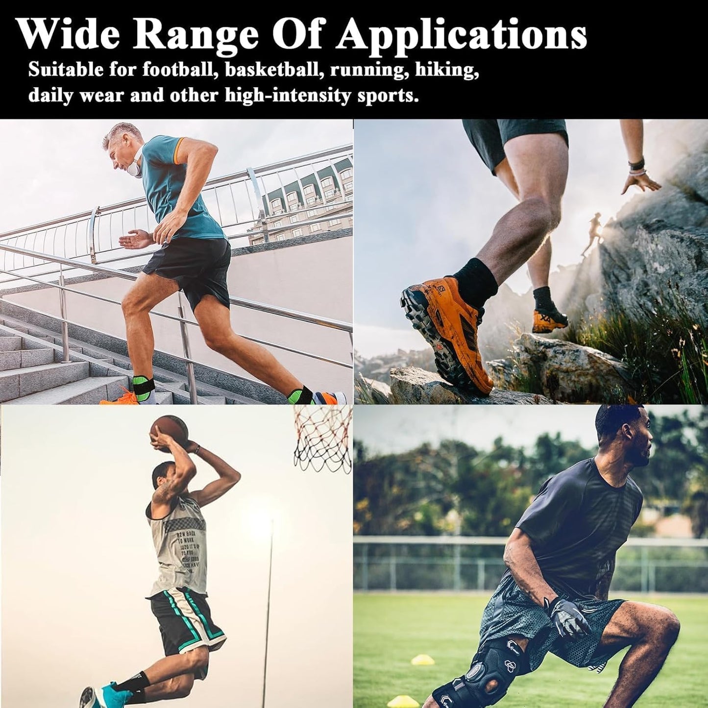 4Pcs Gain the Edge Grip Socks Football Kids for Men Women Kids-Anti-Slip Sports Socks, White Grip Socks Football Cushion Socks for Footballs Basketball Hiking Running Yoga (White and Black)