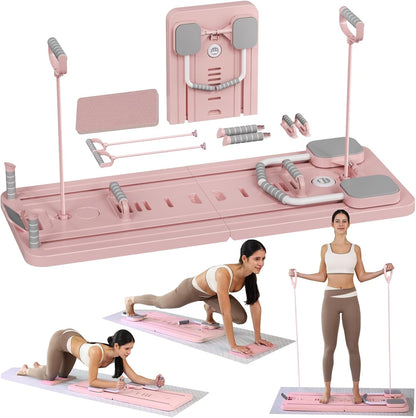Pilates Board 2025 Upgraded, Pilates Reformer Machine Foldable Home Pilate Set Equipment Multifunctional Abdominal Workout Board Automatic Rebound