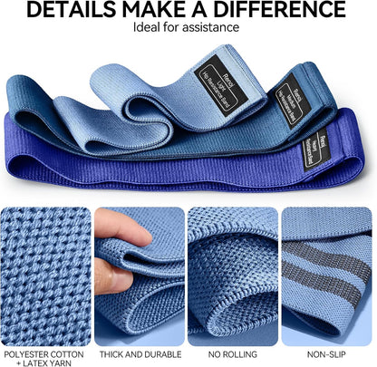 Resistance Bands for Working Out: 3-Set Professional Exercise Bands for Pilates, Yoga, Home Gym, Booty, Leg Training | Heavy/Medium/Light Fabric Loops for Women Men
