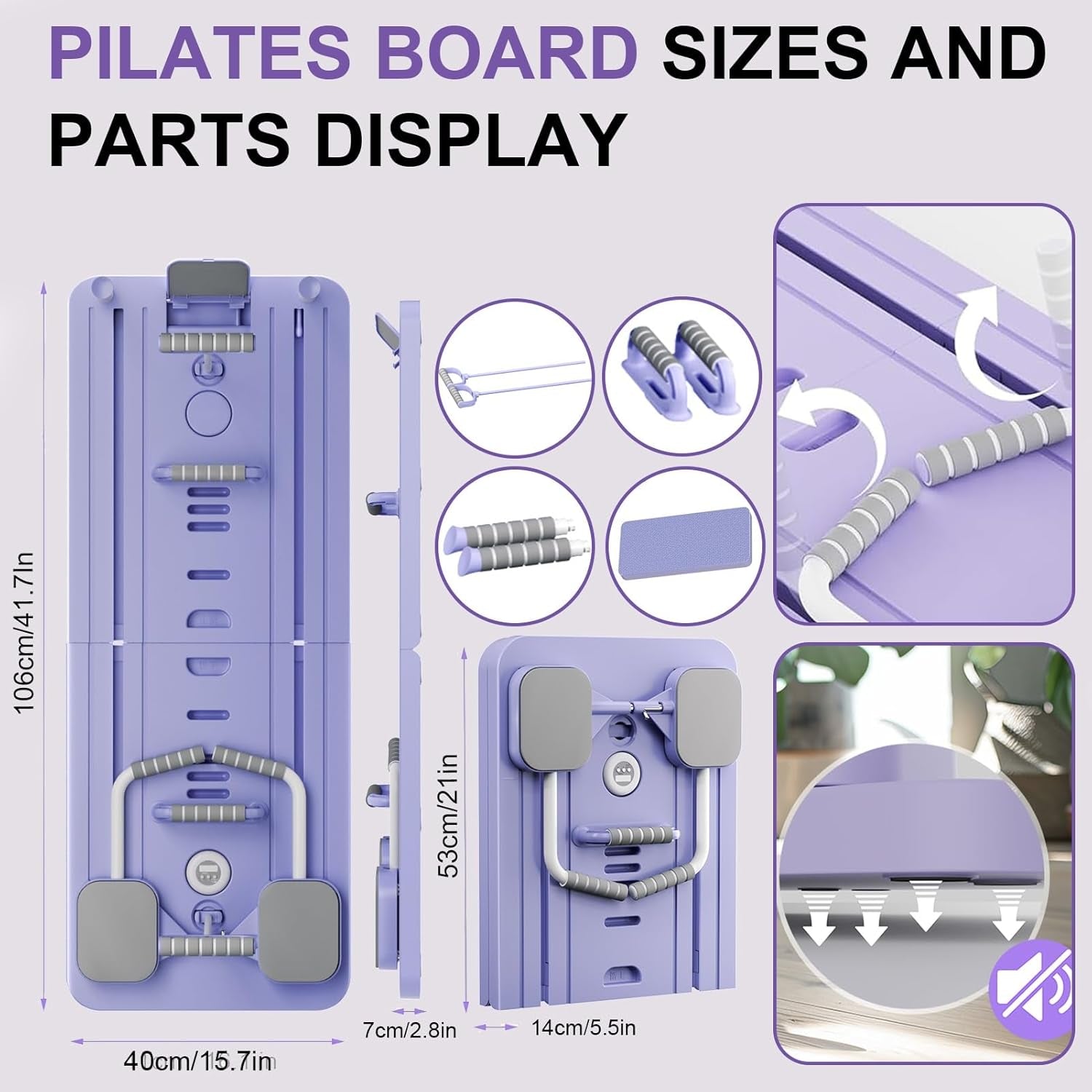 Pilates Board 2025 Upgraded, Pilates Reformer Machine Foldable Home Pilate Set Equipment Multifunctional Abdominal Workout Board Automatic Rebound