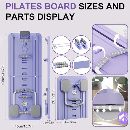 Pilates Board 2025 Upgraded, Pilates Reformer Machine Foldable Home Pilate Set Equipment Multifunctional Abdominal Workout Board Automatic Rebound