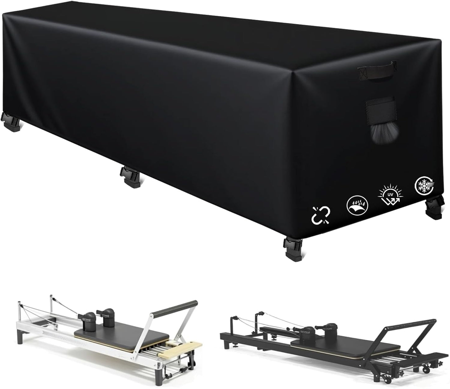 Reformer Protective Cover, 101" Wx31 Dx23 H, 600D Oxford Waterproof for Pilates Reformer, with 6 Straps and Storage Bag, Dustproof UV Resistant