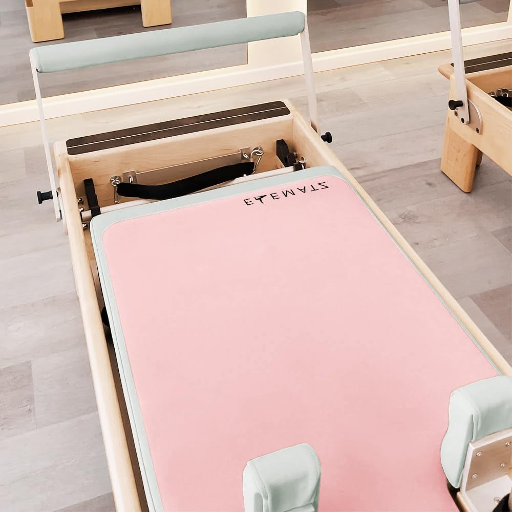 Premium Pilates Reformer Mat - Machine Washable Suede & Natural Rubber - Non-Slip, Hygienic Carriage Cover for Pilates Sessions