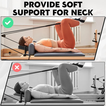 Pilates Head and Neck Support Pillow, Black PU Leather Cushion for Pilates Reformer Accessories, Pilates Cushion Pillow Enhance Comfort for Pilates Home Gym Workout
