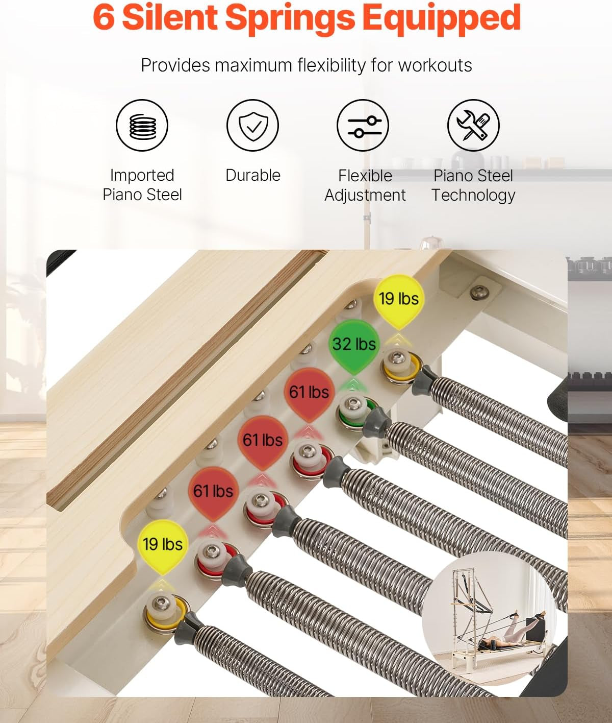 Pilates Reformer, Reformer Pilates Machine with Cadillac Trapeze Table or Tower & Mat, Pilates Equipment for Home Workout and Studio, Includes Jump Board，Sitting Box