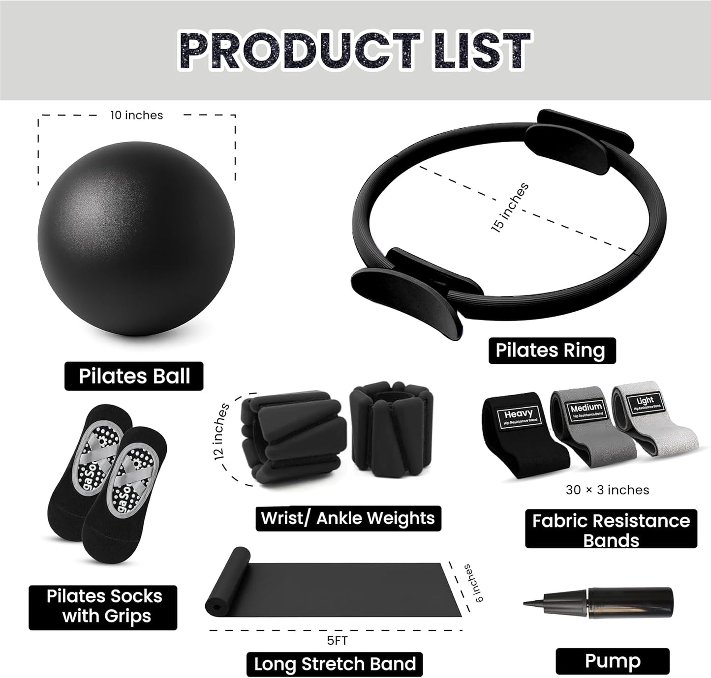 Pilates Kit with Weights, Pilates Kit with Ankle Wrist Weights, Pilates Set, at Home Pilates Kit, Pilates Sets for Women, Pilates Essential Kit, Pilates Accessories, Pilates Workout Sets