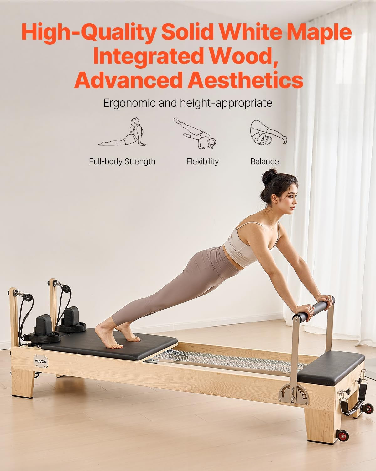 Pilates Reformer, Reformer Pilates Machine with Cadillac Trapeze Table or Tower & Mat, Pilates Equipment for Home Workout and Studio, Includes Jump Board，Sitting Box