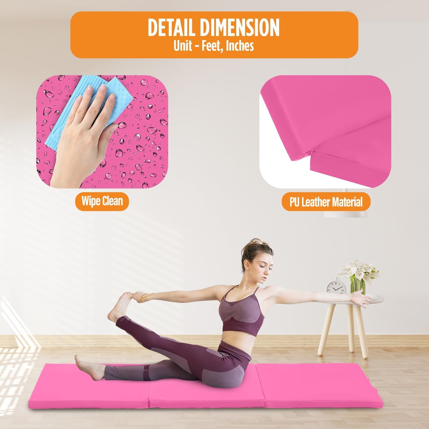 Gymnastics Mats Foldable Tumbling Mats Portable Gymnastics Exercise Mat Thick Gymnastics Tumbling Mats Pad Home Exercise Panel Mat with Carrying Handles