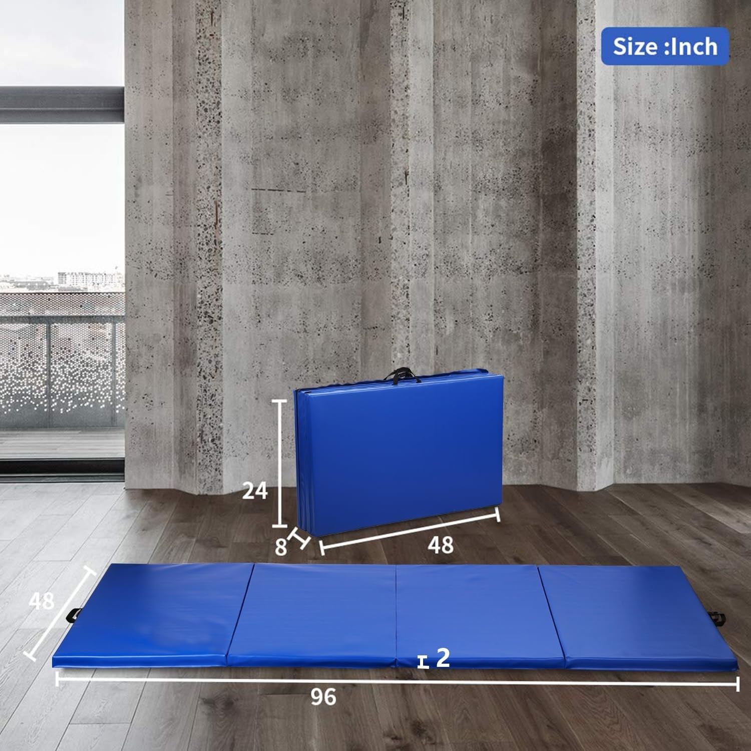Gymnastics Tumbling Mats Portable Gymnastics Mat Folding Tumbling Mat Thick Yoga Mat Exercise Mat with Carrying Handles for Home Workout Outdoor Yoga Gymnastic