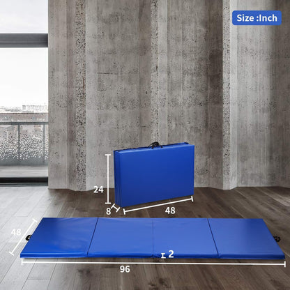 Gymnastics Tumbling Mats Portable Gymnastics Mat Folding Tumbling Mat Thick Yoga Mat Exercise Mat with Carrying Handles for Home Workout Outdoor Yoga Gymnastic