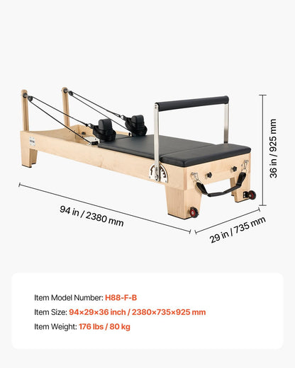 Pilates Reformer, Reformer Pilates Machine with Cadillac Trapeze Table or Tower & Mat, Pilates Equipment for Home Workout and Studio, Includes Jump Board，Sitting Box