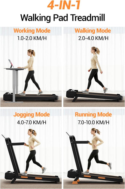 4-In-1 Walking Pad with 15% Incline, 10KM/H Foldable Treadmill for Home, 3.0HP Silent Brushless Motor, 159KG Heavy Duty Capacity, Ultra-Slim Running Machine with Remote Control for Home Office
