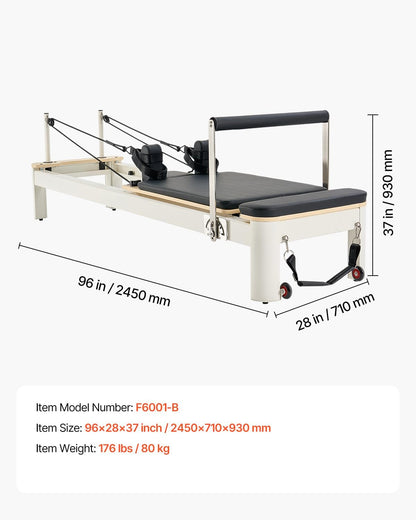 Pilates Reformer Machine, Pilates Bed with Sitting Box, for Home Gym Studio Advanced Users & Beginners, Reformer Equipment with Dual Resistance- Spring & Cord, up to 400 LBS